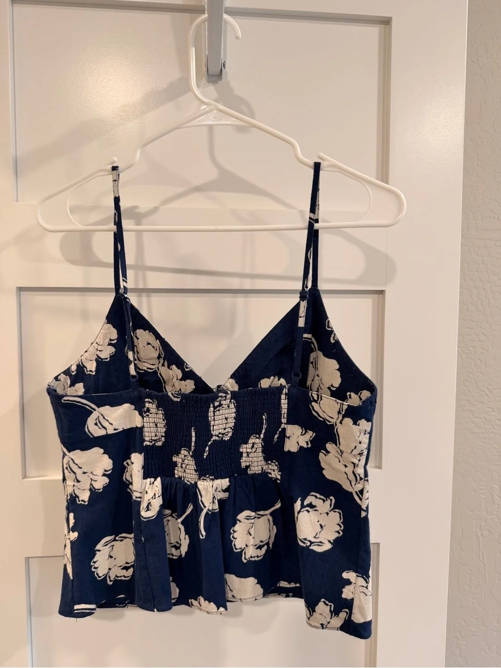 Free People Navy & White Floral Spaghetti Strap Cami